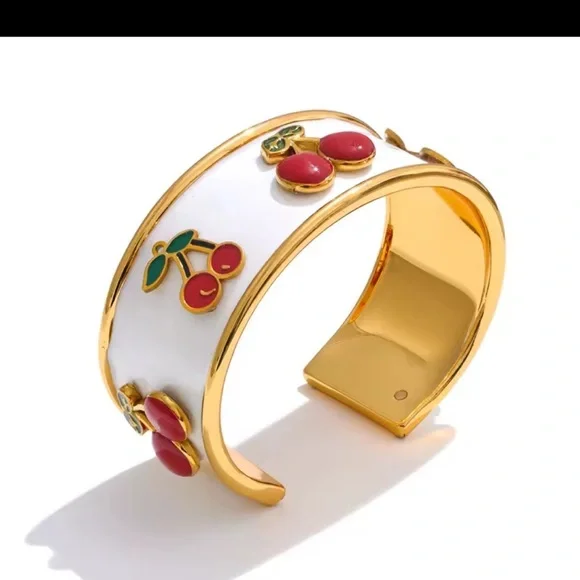 Cherry cuff 18K gold plated Gold Stainless steel bracelet - Picture 6 of 15